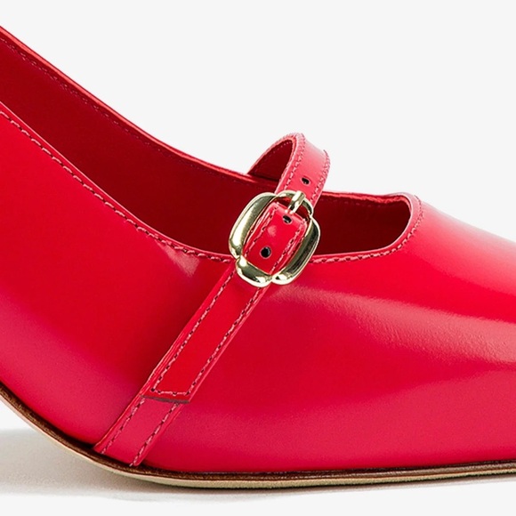 Larroudé Ines Red Leather Ankle Strap Pumps 6.5 NWT - Picture 9 of 16